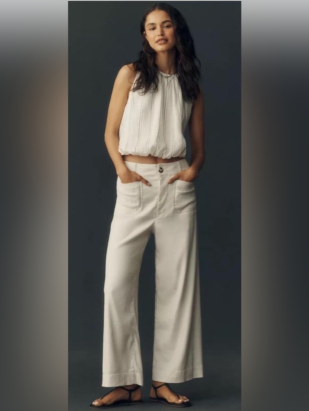 NWT Maeve Anthropologie The Colette Full-Length Wide-Leg Pants Size 32